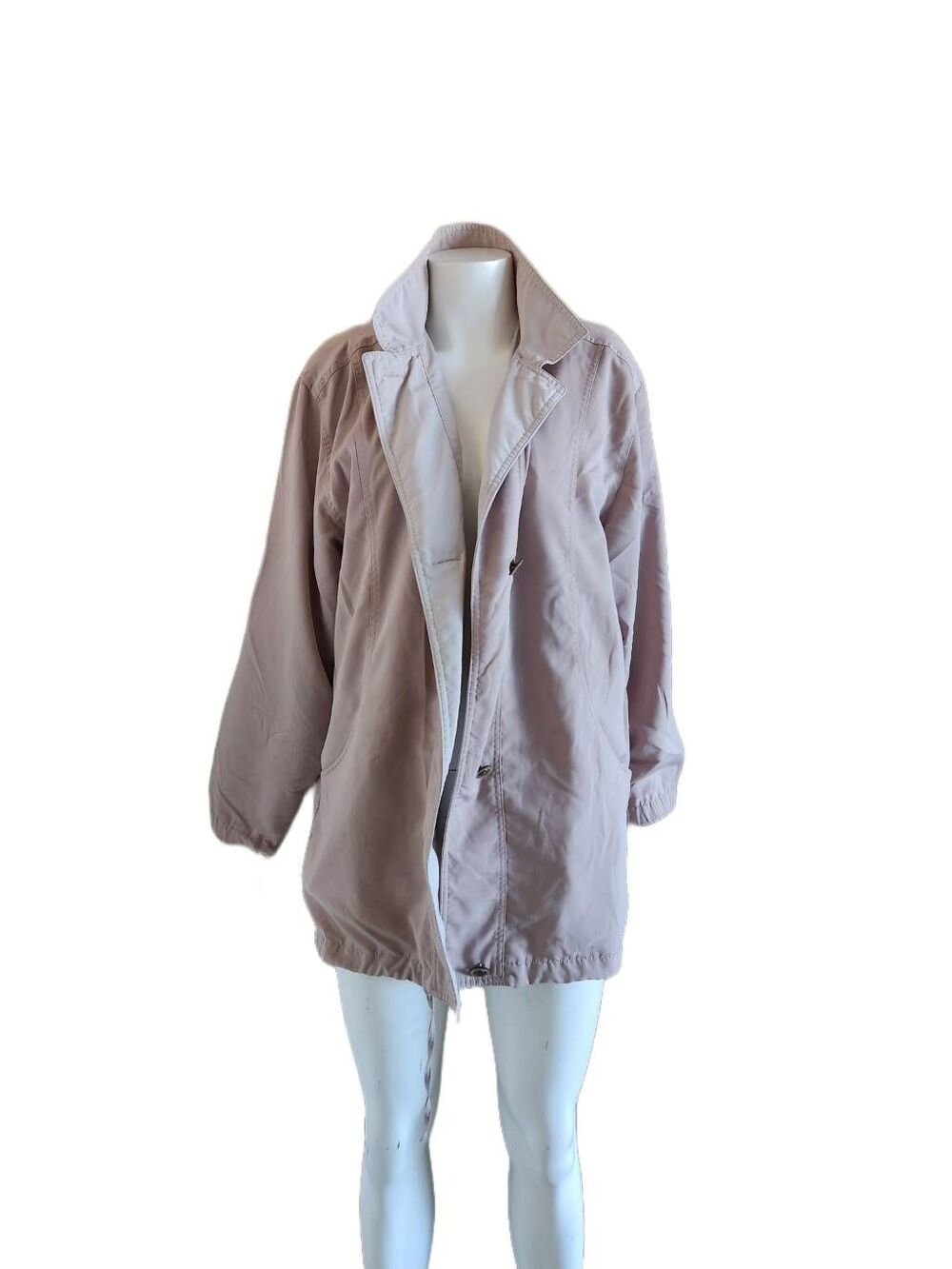 Women's vintage medium cream beige jacket 70s utility collared relaxed oversized